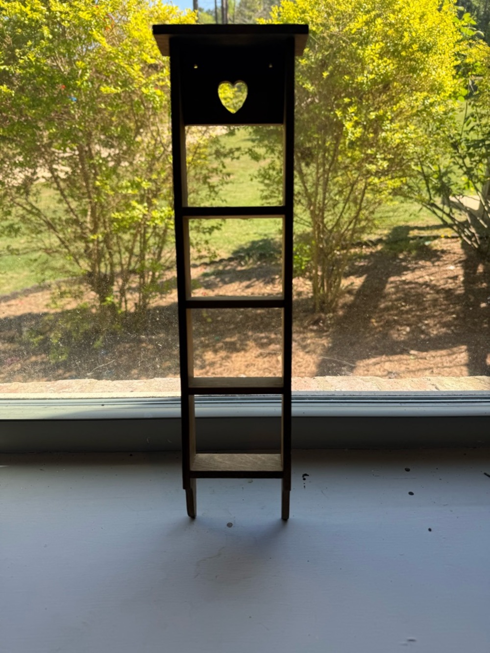 Rustic Black Wooden Decorative Ladder with Heart Cutout